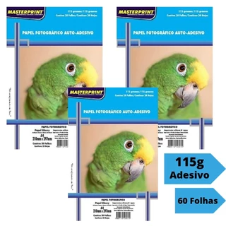 Papel Fotográfico Adesivo A4 Glossy 115g 60 Folhas Masterprint