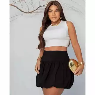 Saia Colegial Preguinhas Mini Saia Balonê Mulheres Estilosas