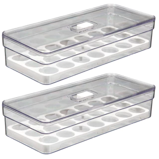 Kit 2 Organizador Porta Ovos Capacidade Para 42un Com Tampa Empilhavel Acrilico