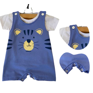 Conjunto macacão Jardineira 2 peças Bebê Menino com Camiseta 100% Algodão