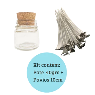 20 Potes P/ Velas Aromáticas com Tampa de Rolha Premium + 20 Pavios Prontos Com lhós