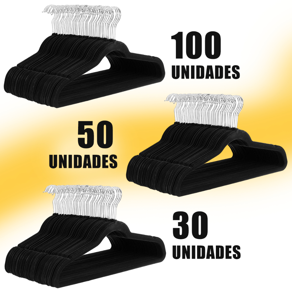 Kit Cabides Veludo De Roupa Cinza/Preto Antideslizante Slim Adulto