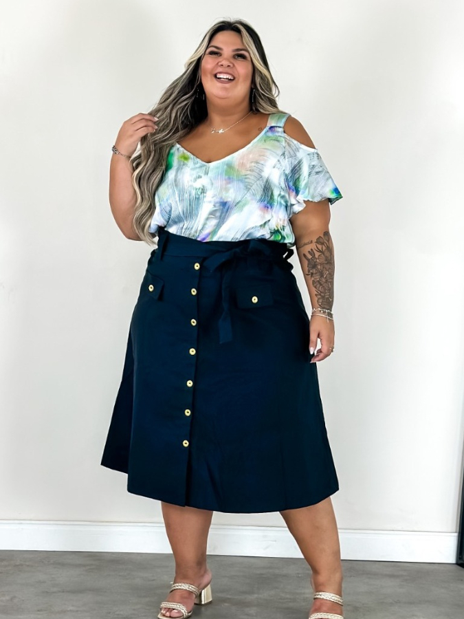 Saia de Bengaline Social Plus Size | Shopee Brasil