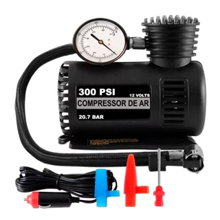 Mini Compressor Ar Automotivo 300psi 12v P/ Pneu Carro Moto Bicicleta Colchão Bola