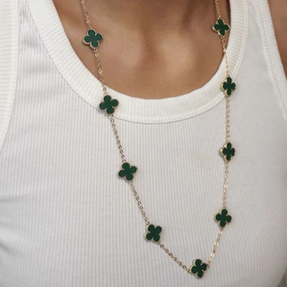 ￼￼Colar Com Pingente De Trevo Em Liga Unissex Com Design Original, Corrente De Flor Oca Como Presente De Aniversário Para Mulheres Tendência Choker Gargantilha