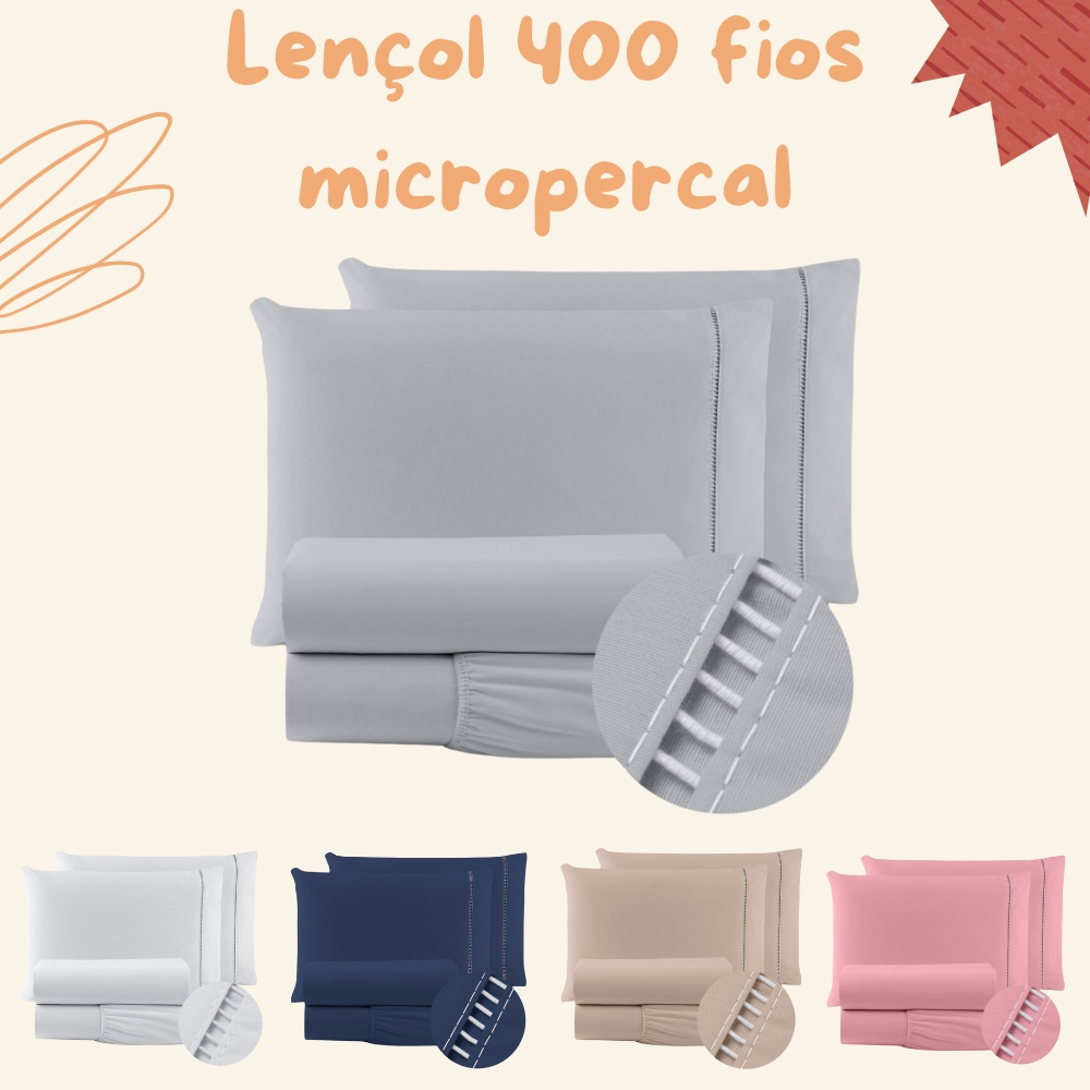 jogo de Lençol solteiro 400 fios 2 peças ponto palito