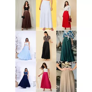Kit 2 Saia Plissada Longa Plus Size G1 G2 G3 Evangélica Elegante Forrada Lisa -0242