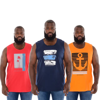 Kit 3 regata estampada masculina plus size G1 G2 G3