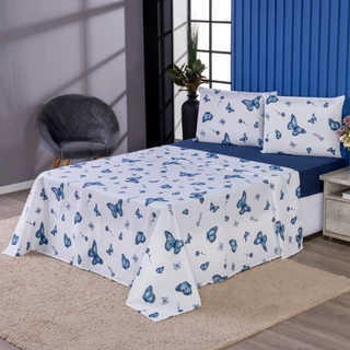 Jogo De Cama Lençol Queen 4 Peças Percal 100% Algodão