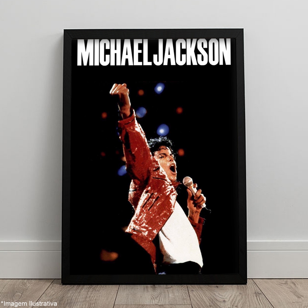 Quadro Michael Jackson Bad World Tour 1988 Pôster C/ Moldura A4 e
