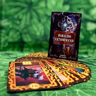 Tarot Baralho Lenormand Lindo - 36 Cartas, Magia Do Oraculo + Manual Detalhado Significados Envernizada