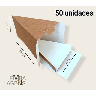 Embalagem Caixa Fatia de bolo/ torta- Delivery -15 x 9 x 8- Kraft -pact 50 und