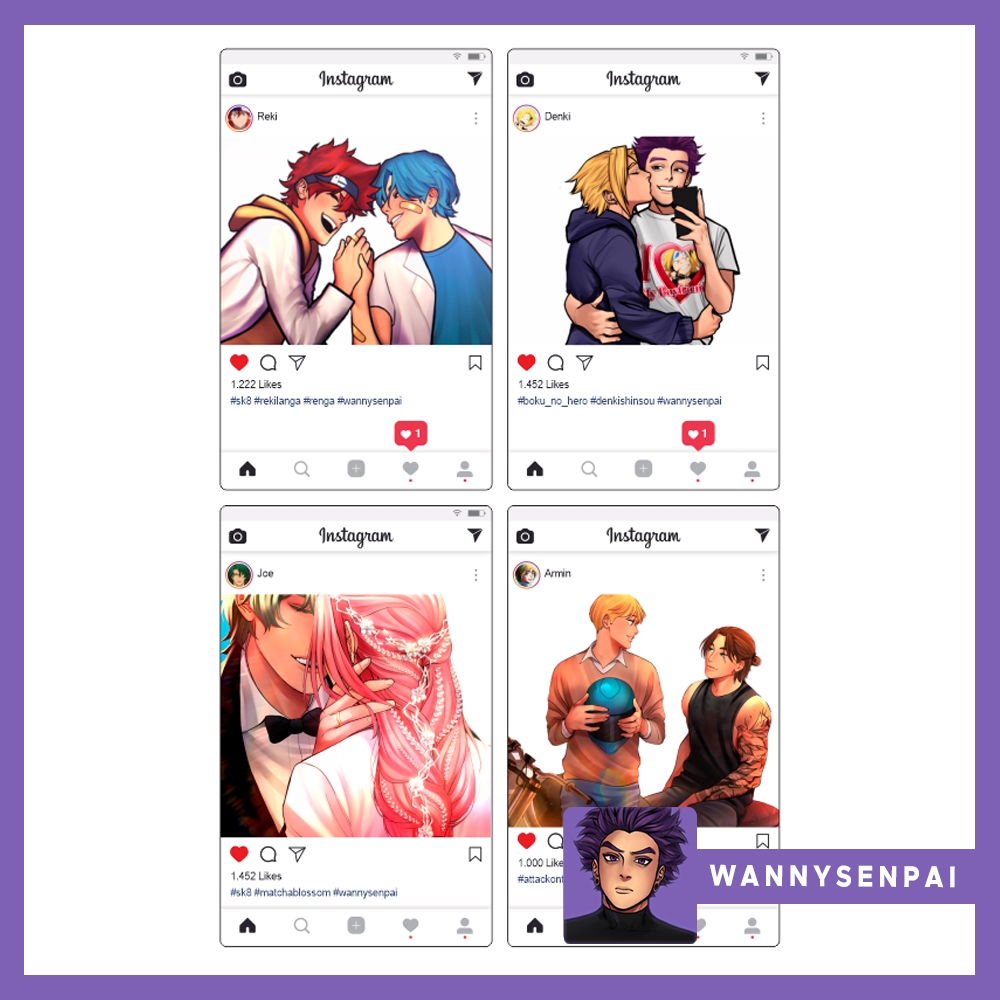 SK8 - Shingeki no Kyojin - Boku no Hero - Card Instragram Plastificado - WannySenpai