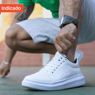 Tenis Casual Masculino Sola Alta 5cm Oversize Sneaker Clássico Branco Preto