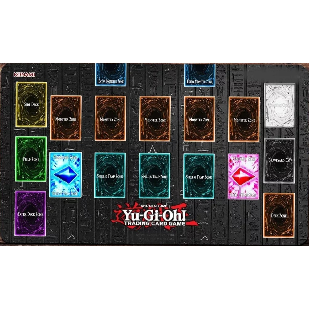 Playmat e/ou Mousepad Gamer Yu Gi Oh com Área de Marcação Fundo Preto (58cm x 30cm)