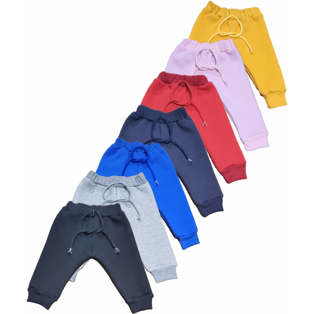 calça de moleton peluciado quentinho para bebê