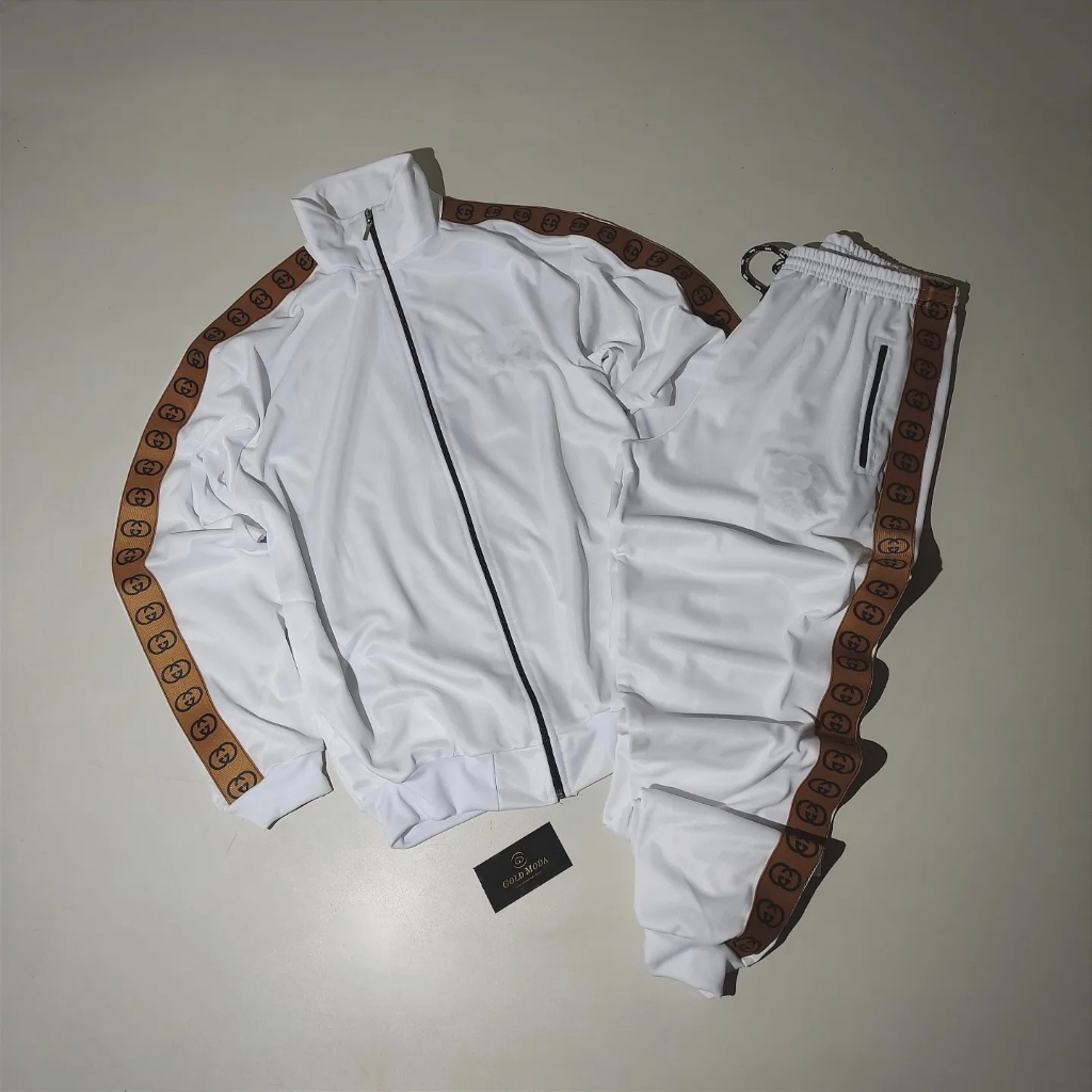 CONJUNTO MOLETOM MASCULINO BORDADO MALHA SHIMPA (CAMISA+CALCA)