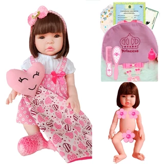 Bebe Reborn Silicone Menina Pode Dar Banho + Bolsa + Pelúcia