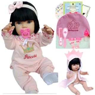 Boneca Bebê Reborn 100% Silicone Mamãe Reborn Bolsa + 28 Itens