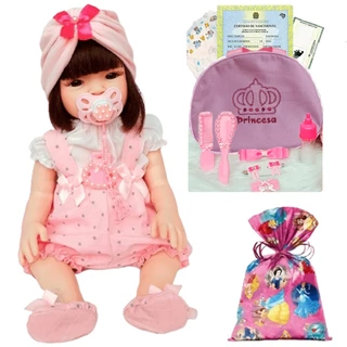 Bebê Reborn Menina Mamãe Reborn 100% Silicone Enxoval Completo + Bolsa
