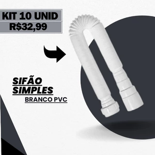 Sifão Simples Sanfonado 10 Peça Branco PVC 70 CM