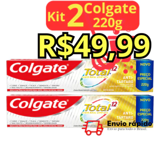 Kit com 2 Creme Dental Colgate Total 12 Anti-Tártaro 220g