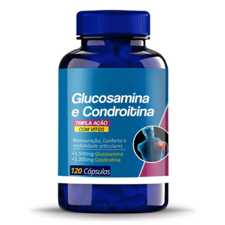 Glucosamina 1500mg e Condroitina 1200mg c/ Vitaminas C e D 120 Cápsulas