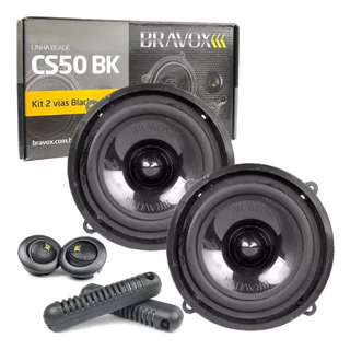 Kit 2 Vias Bravox 5 Polegadas Cs50bk 130w Rms Falante + Tweeter Bravox 4 Ohms
