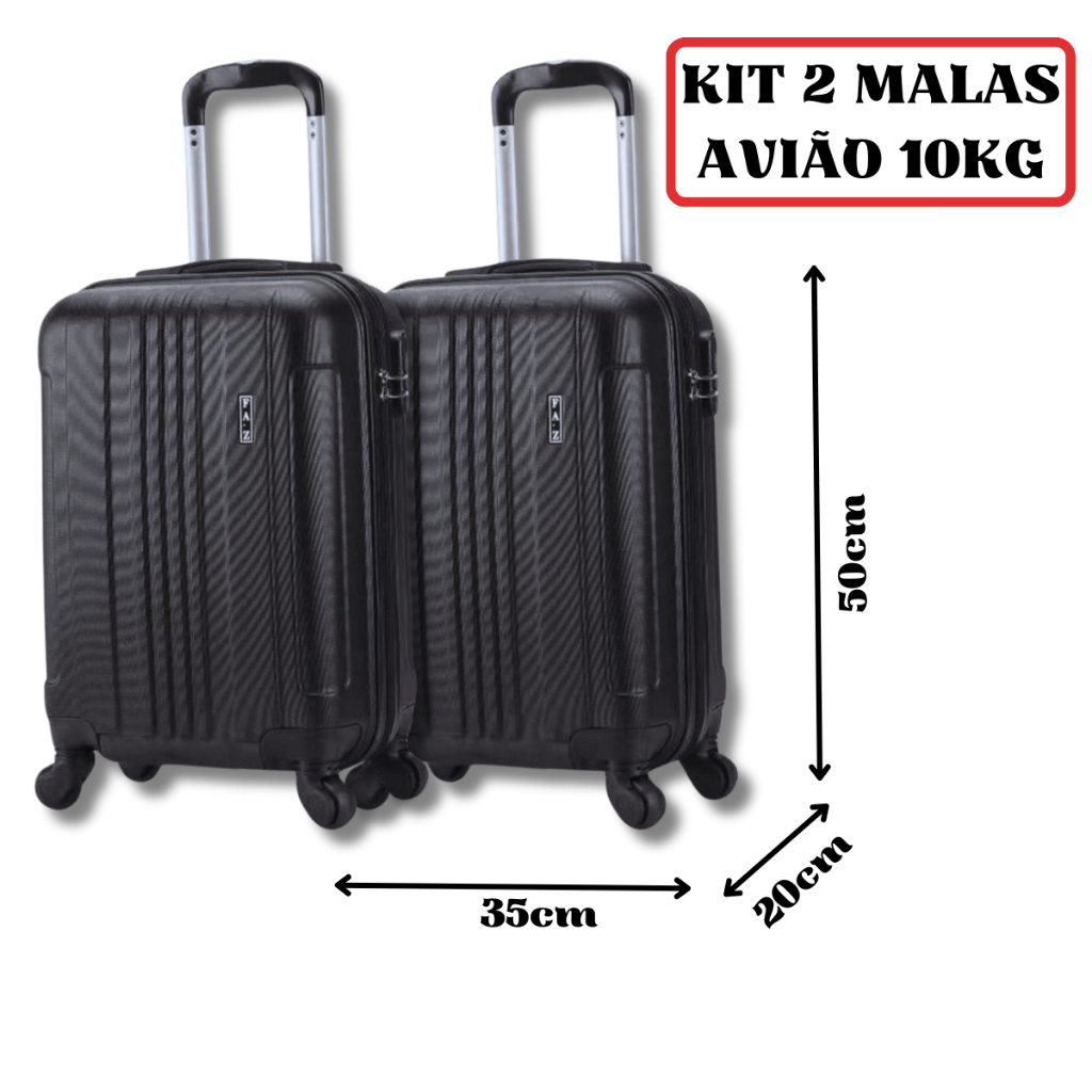 Kit 2 Mala 10kg De Viagem Premium Abs Com Rodinha e Cadeado