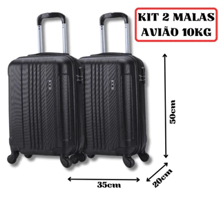 Kit 2 Mala 10kg De Viagem Premium Abs Com Rodinha e Cadeado
