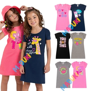Kit 3 Vestidos Cotton Menina Infantil Juvenil Estampados Verão