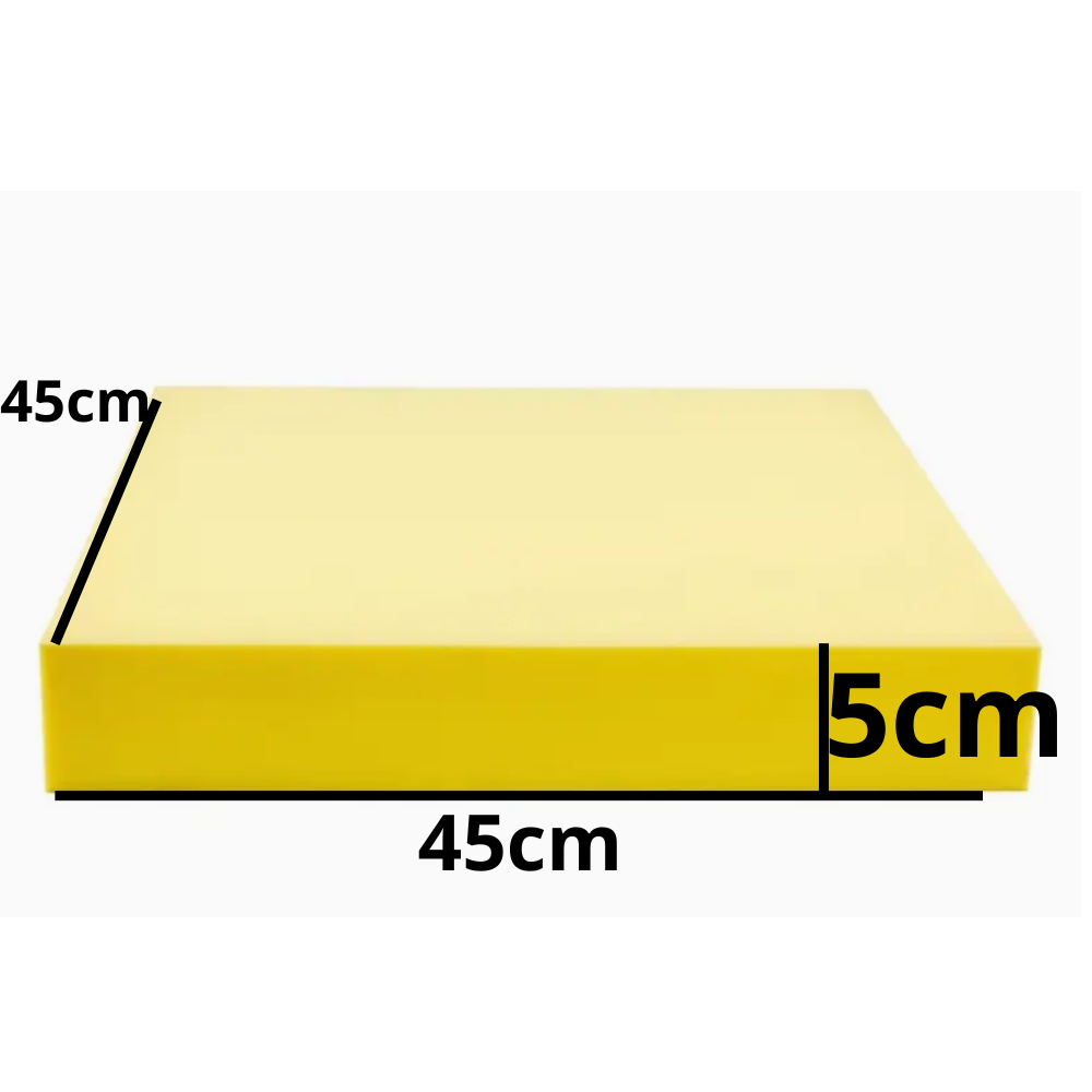Espuma D33 Sob Medida Amarelo para Almofadas de cadeira 45cm x 45cm e 5cm de espessura