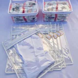 Kit 6 Saquinhos Bebe Gestante Organizador Mala Maternidade TAG + 2 Nécessaire Porta Fraldas Remédio.