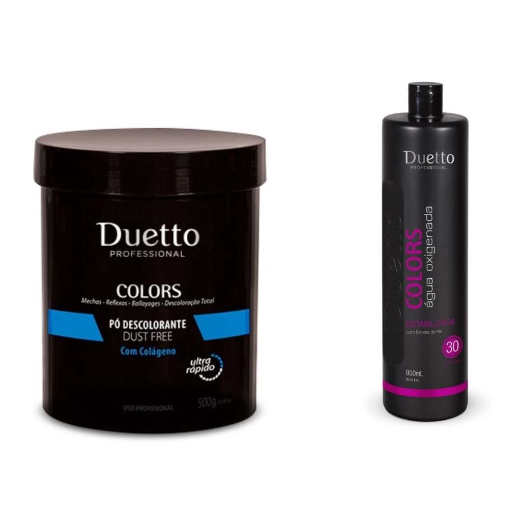 Kit Pó Descolorante e Água oxigenada Duetto Profissional | Shopee Brasil