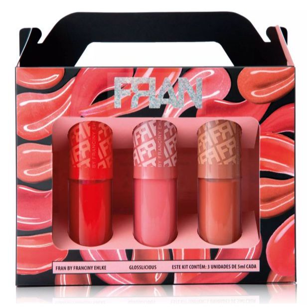 Kit gloss labial 3 unidades Glosslicious 15ml | Fran by Franciny Ehlke - Lançamento