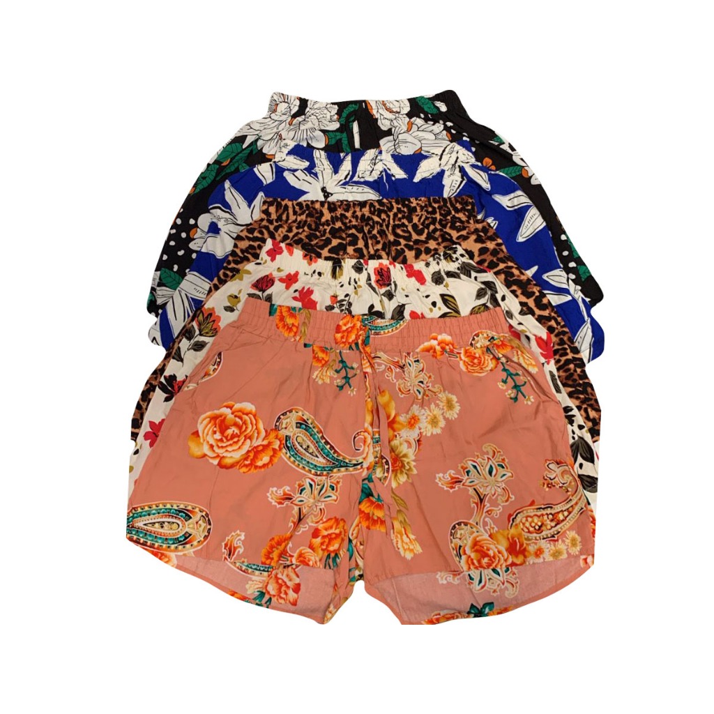 Kit 5 Shorts Viscose Feminino Verão Soltinho Floral Atacado | Shopee Brasil
