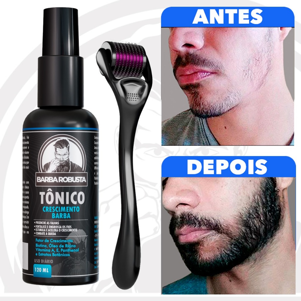 Produto Cresce Barba Cabelo Tônico Crescimento Derma Roller
