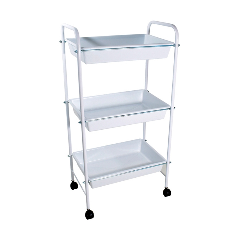 Mesa Carrinho Auxiliar Organizador 3 bandejas Salão Cabelereiro Estética Tatuador Manicure