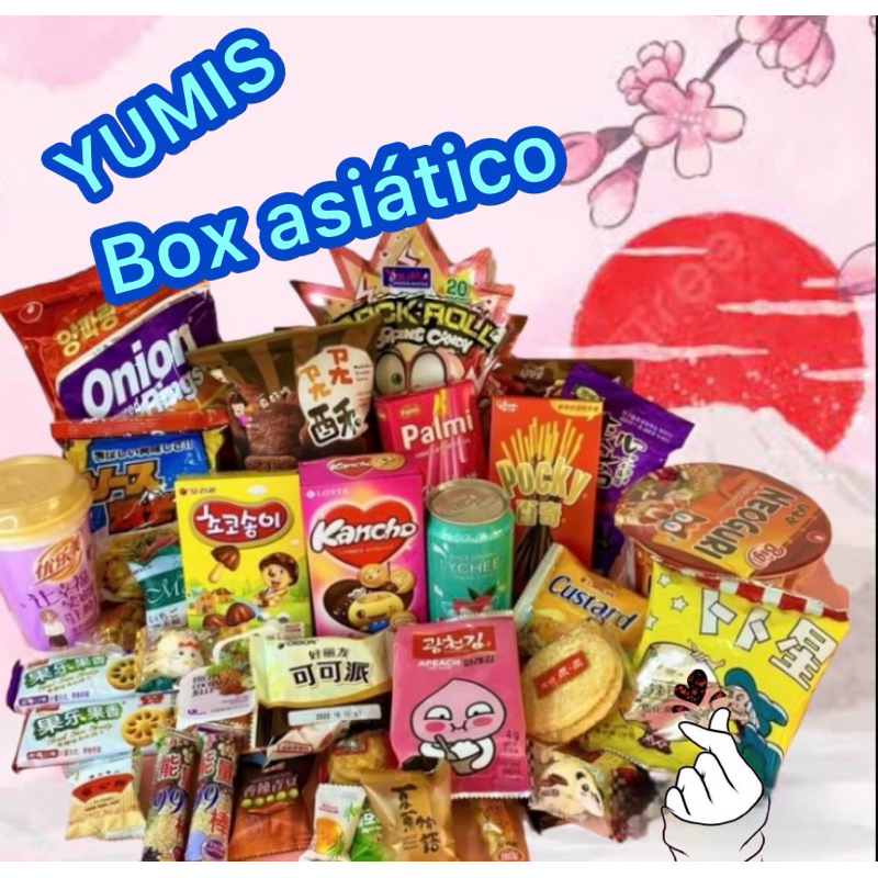 DORAMA BOX cesta Oriental Asiático com Mix de Guloseimas, balas, doces, salgadinho, marshmallows, lamen, refrigerante, sucos, uma explosão de sabores, sinta o gostinho da Asia, com esses produtos, Orientais!O