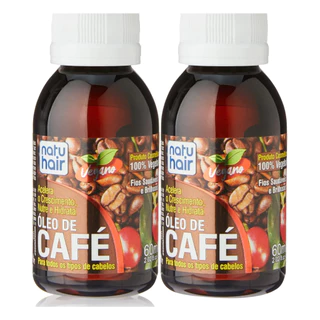 Óleo de Café Natuhair 60ml x2 un Brilho Intenso Antiqueda Crescimento Hidratação Nutrição Proteção Térmica Fortalecedor de Fios Antifrizz