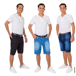 kit com 3 bermudas Shorts Jeans Masculino