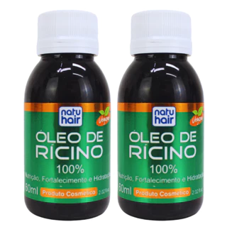 Óleo de Rícino Natuhair 60ml x2 un Super Crescimento Antiqueda Capilar Brilho Vitalidade Fortalecedor de fios Nutrição Hidratação