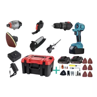 Kit 8 em 1 Furadeira Parafusadeira Lixadeira Motosserra Cerra alternativa Chave de impacto Multiferramenta oscilante a bateria original