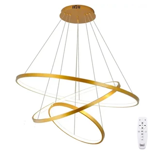 Lustre Dourado Led Moderno Pendente Anéis 3 Arco Aro Dourado Luxo