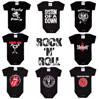 Body Rock - Body para Bebê Banda de Rock - Body Temático Mesversário para Bebê 100% Algodão