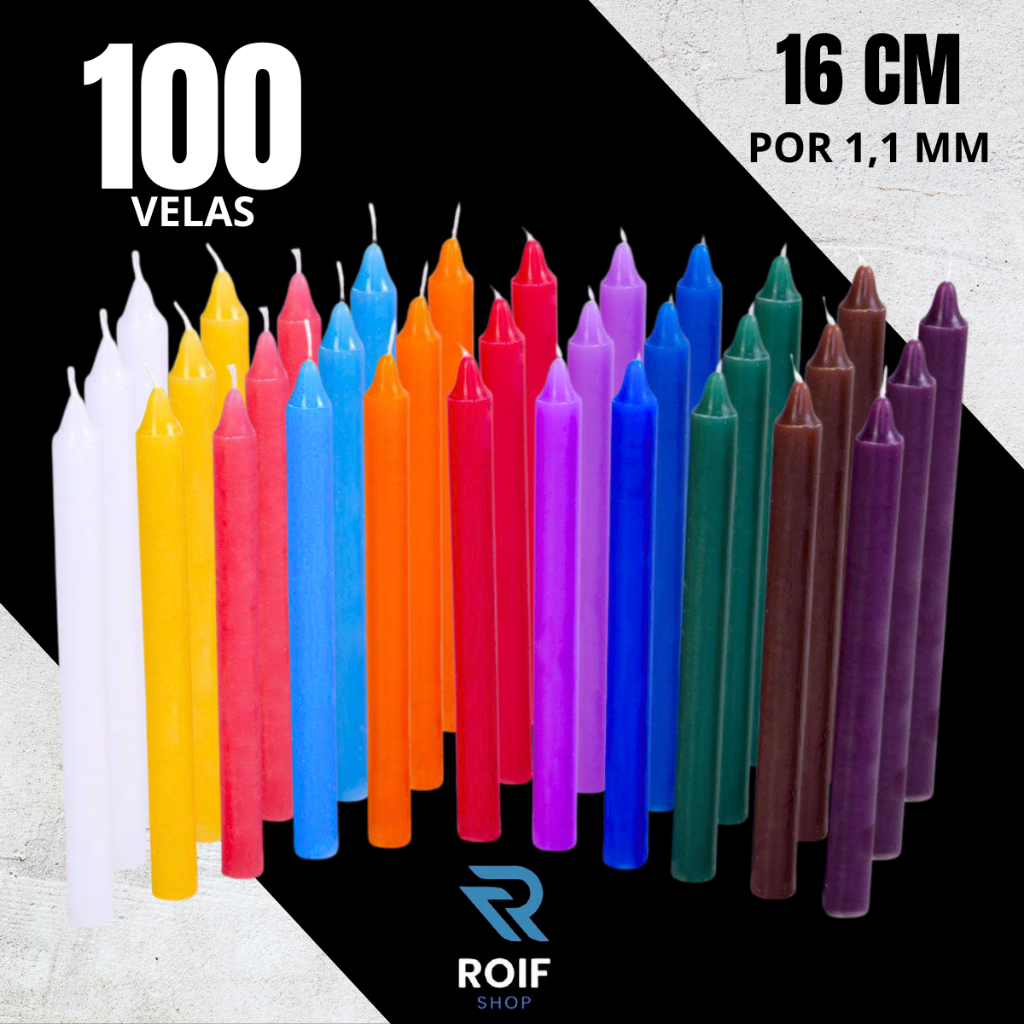 Velas Coloridas Monte seu Kit 100 Unidades 16x1,2cm