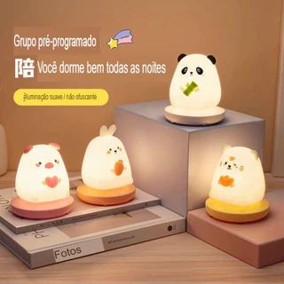 Luminária para quarto silicone, luz led para quarto, luz de sono do quarto Panda, Porco, Tigre, Coelho 🐰🐯 🐼