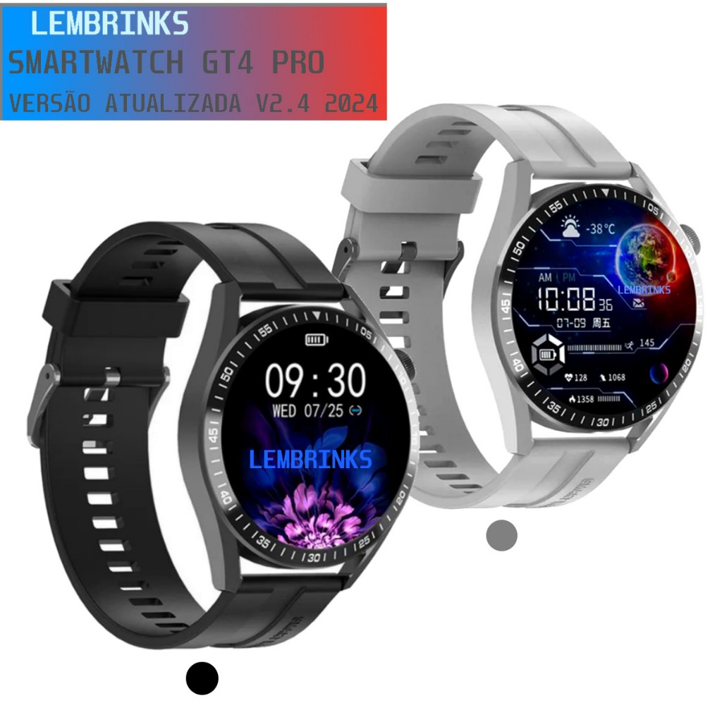 Smartwatch GT4 Pro Atualizado V2.4 2024 Relogio de Braço Acessorios Masculino e Feminino