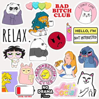 Pack Stickers- Adesivos Stress mood Impermeável - Decoração Notebooks - Capinha de Celular- Squeeze