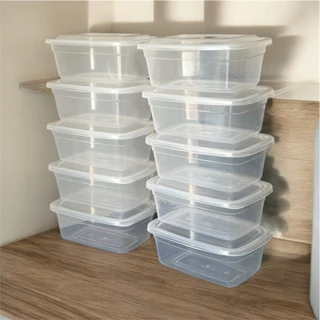 Kit 10 Potes Plásticos 1 Litro Com Tampa Transparente Marmita Organizador De Alimentos
